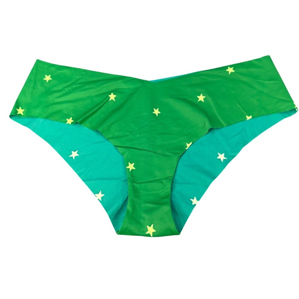 Aerie Womens Size XL Panty Cheeky Green Yellow Stars New Without Tags